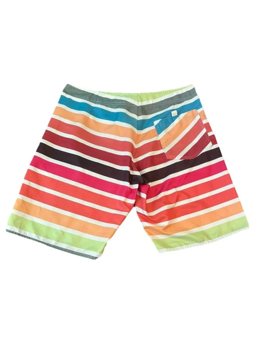 Zara Man Rainbow Striped Board Shorts Swim Trunks 32 Lace Up Surf Swimwear Beach
